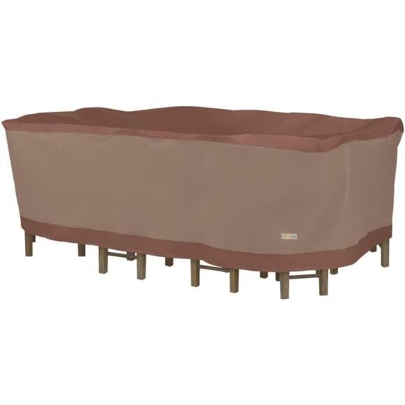 Duck Covers Ultimate Waterproof Rectangular/Oval Patio Table & Chair Set Cover - Picture 1 of 7